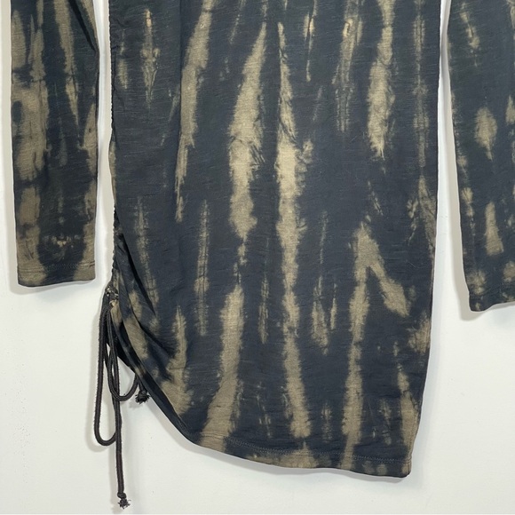 Pam & Gela Revolve Tie Dye Twisted Mini Dress Black Grey Cinch Long Sleeve P XS - Picture 9 of 15